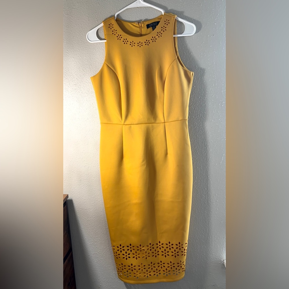 Spense Mustard Yellow Midi Dress